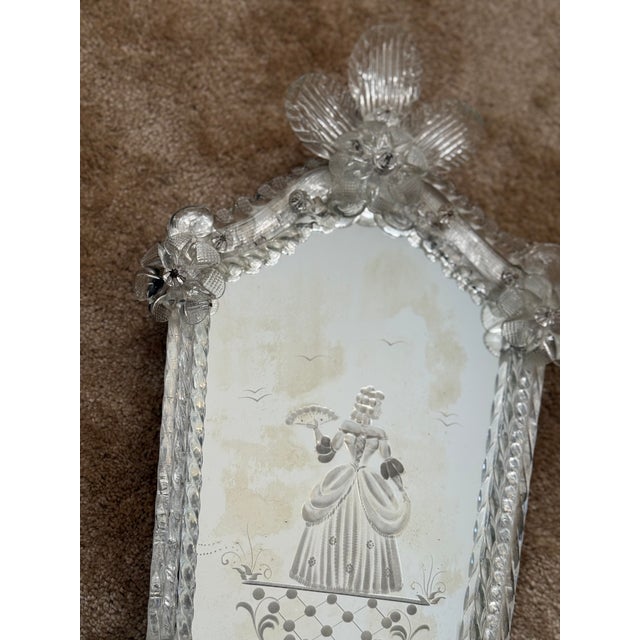 Venetian Mirrors in Murano Glass Deco and Candleholders, Italy, 1940s, Set of 2 For Sale - Image 6 of 14