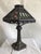 1920a Ornate Iron Leaded Glass Table Lamp For Sale In New York - Image 6 of 11