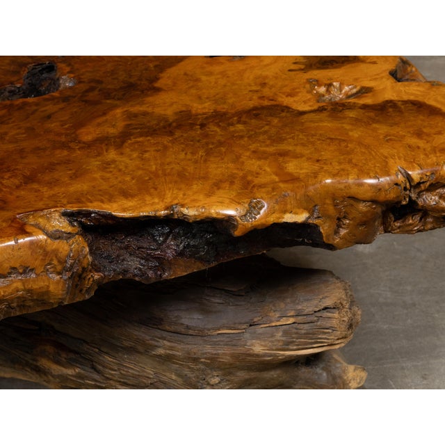 Live Edge Redwood America Coffee Table with Rustic Character, Vintage For Sale - Image 12 of 12