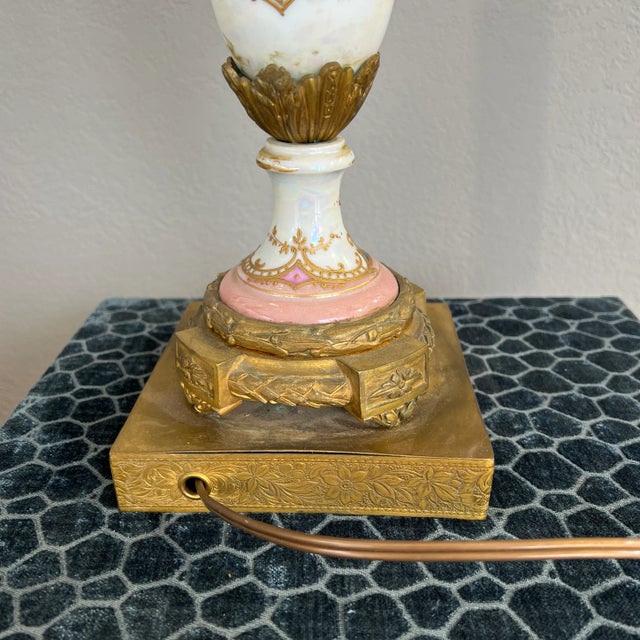19th Century Porcelain Hand Painted Table Lamp Signed For Sale - Image 11 of 12