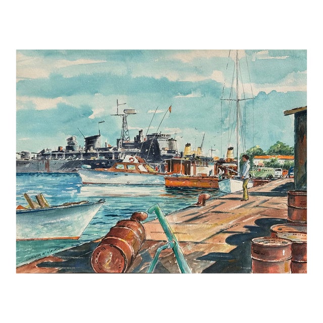 'Papeete Waterfront, Tahiti' by Gainor W. Jackson For Sale
