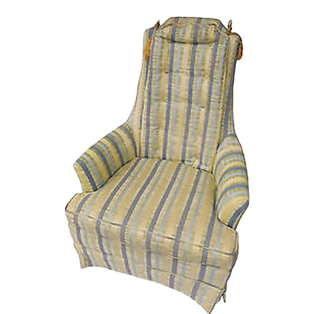 1970s Vintage Soft Colors Striped Throne Chair For Sale