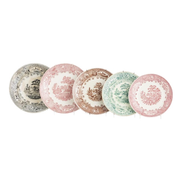 Earthenware Plates from Sacavem, 1800s, Set of 5 For Sale