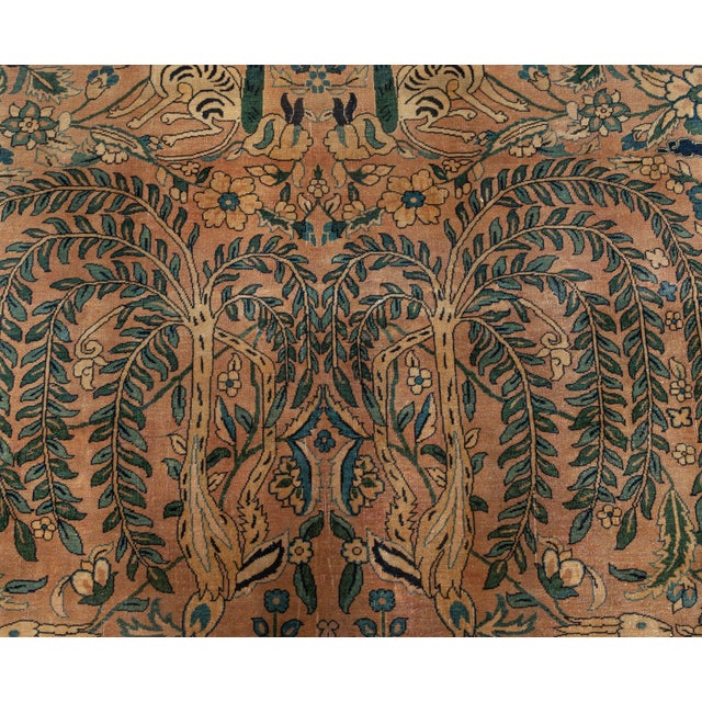 Antique Persian Kirman Botanic Handmade Wool Rug For Sale - Image 4 of 9