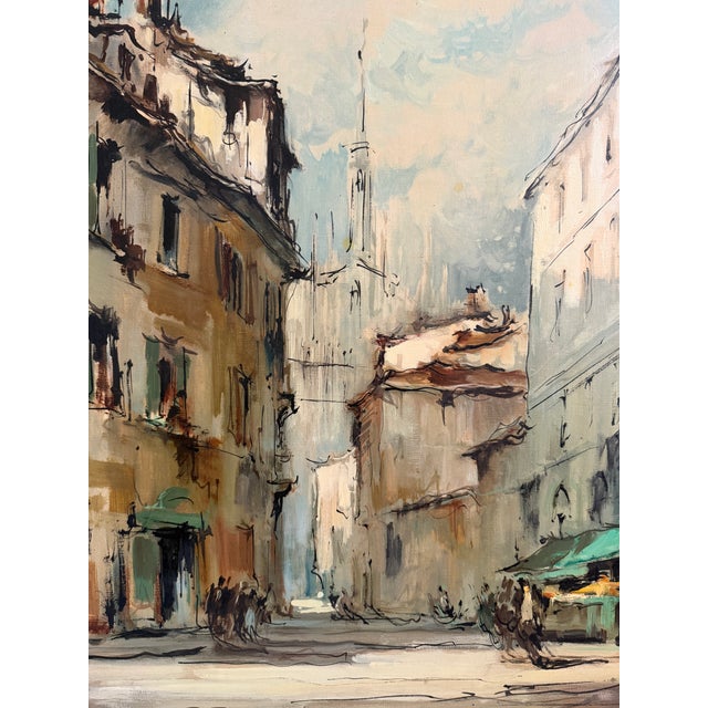 1970s G Frati Italy Impressionist City Landscape Framed Oil on Canvas For Sale - Image 9 of 9