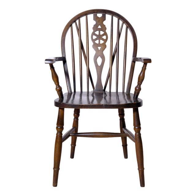 Antique English Windsor Chair with Armrests, 19th Century For Sale