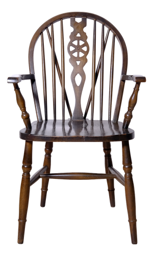Antique English Windsor Chair with Armrests, 19th Century
