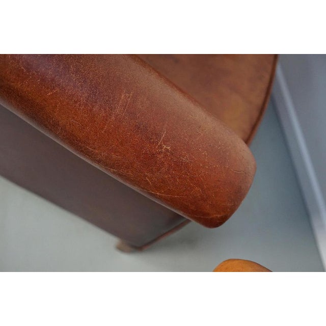 Vintage Dutch Cognac Colored Leather Club Chair, Set of 2 For Sale - Image 11 of 18