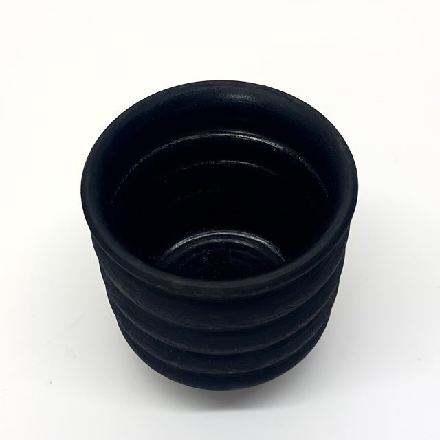 Matte Black Ceramic Planter Curation - Group of 3 For Sale - Image 4 of 8