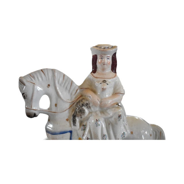 Staffordshire Antique Staffordshire Horse, Lady, and Lamb Figurine Lamp For Sale - Image 4 of 11