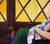 1980s "Madam Suburbia" (Woman and Baby by the Yellow Window) in Oil on Canvas by Patricia Gren Hayes For Sale - Image 5 of 9