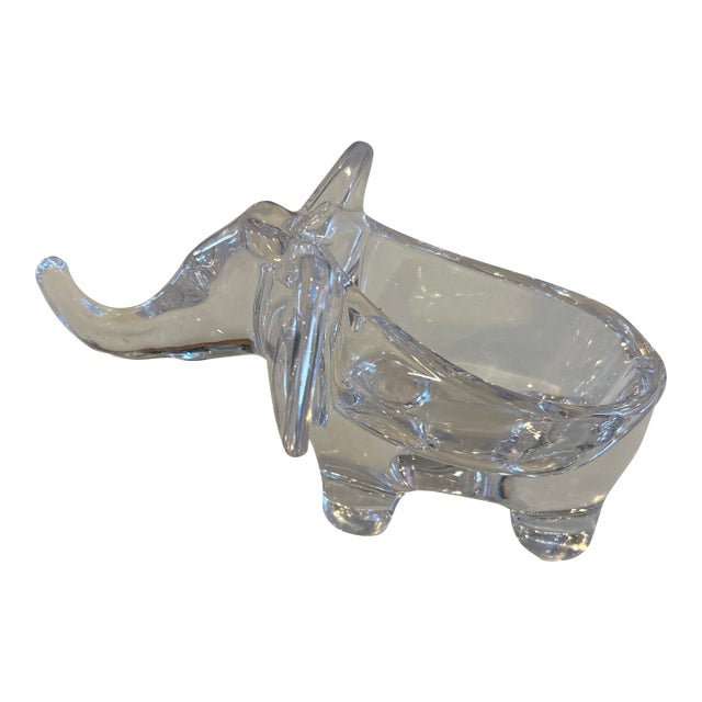 Vintage French Vannes Crystal Elephant Candy Dish For Sale