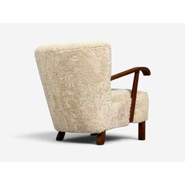 Danish Cabinetmaker, Lounge Chairs, Shearling, Beech, 1940s For Sale - Image 11 of 12