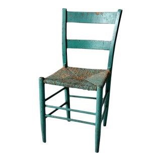 Antique Painted Rush Seat Chair For Sale