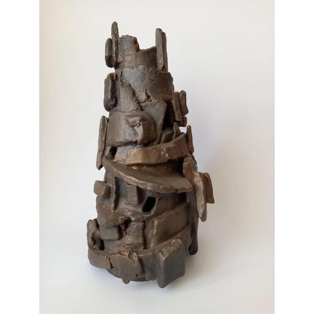 Architectural Brutalist Ceramic Sculpture Vase 'Babel' by Diane Grant For Sale - Image 4 of 9