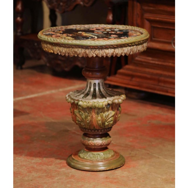 Baroque 19th Century Italian Baroque Carved Giltwood Side Table With Églomisé Glass Top For Sale - Image 3 of 8