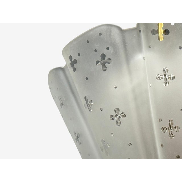 Nils Landberg, Rare Chandelier, Etched Glass, Brass, Sweden, 1940s For Sale - Image 9 of 13
