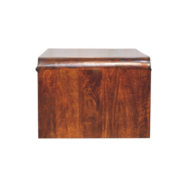 Chestnut-Finish Mango Wood Curved Slim Coffee Table For Sale - Image 4 of 8