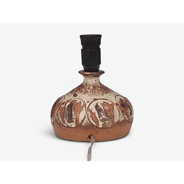 1970s Mid Century Modern Tingkeramik Følle, Small Table Lamp, Brown Glazed Stoneware For Sale - Image 10 of 11