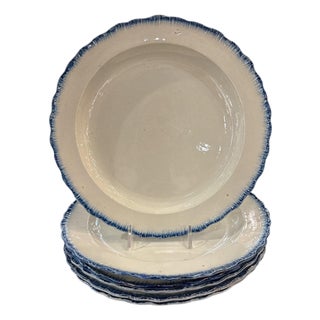 English Feathered Edge Creamware Plates, S/6 For Sale