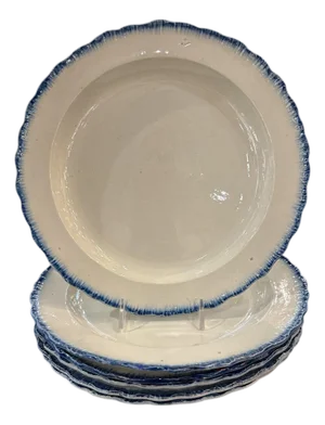 English Feathered Edge Creamware Plates, S/6
