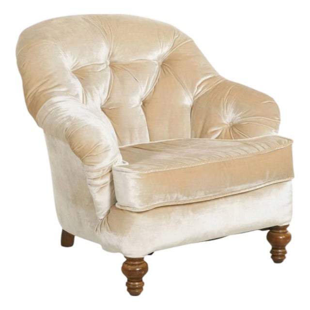 c.r. Laine Button Tufted Upholstered Arm Chair For Sale