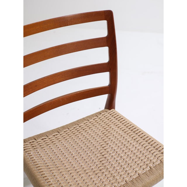 Vintage Model 85 Dining Chairs in Teak and Papercord by N.O. Møller for J.L. Møllers, 1960s, Set of 6 For Sale - Image 13 of 17