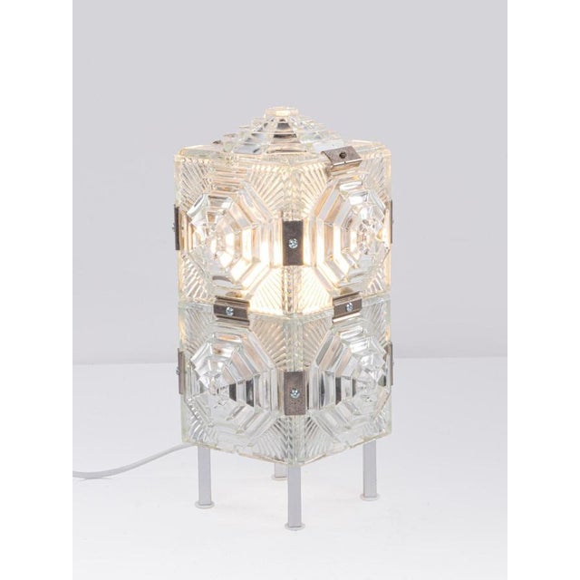 Boho Chic Bohemian Glass Cube Table Lamp by Kamenický Šenov, 1980s For Sale - Image 3 of 9