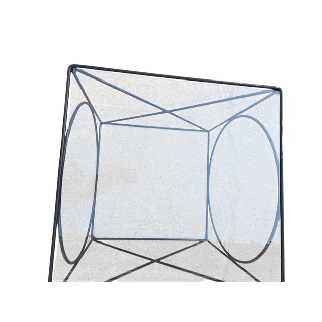 Vintage Wrought Iron Rods Xo Side End Table Attributed to Frederic Weinberg MCM For Sale - Image 16 of 17