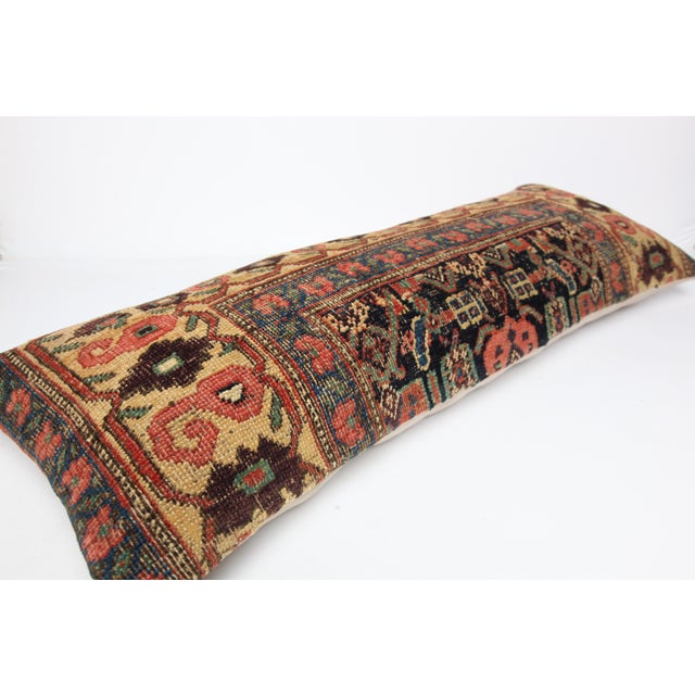 Handwoven Persian Rug Pillow – Antique Tribal Decorative Cushion -16'' X 42'' For Sale - Image 9 of 10