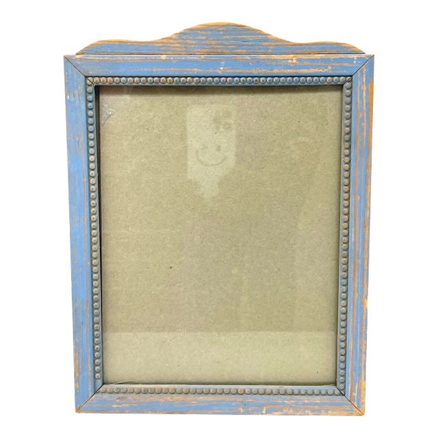 Vintage Blue Painted Distressed Frame For Sale