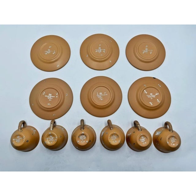 1980s Emilia Castillo Taxco Plata Mexico Butterfly Cup and Saucer Set of 6 For Sale - Image 10 of 18