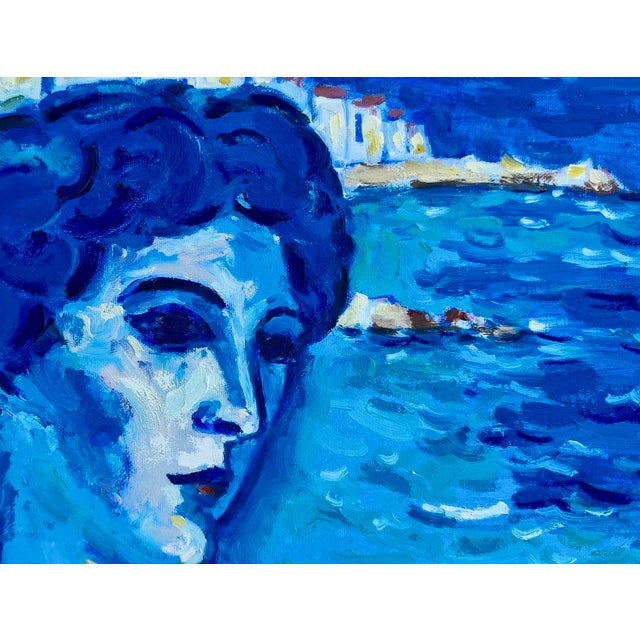 Contemporary Contemporary Seascape Oil Painting in Blue For Sale - Image 3 of 8
