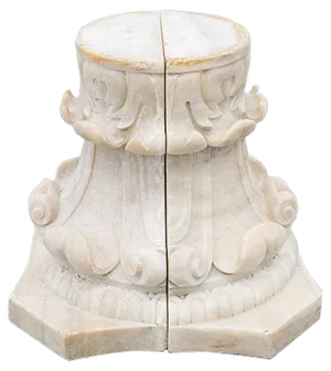 Antique White Marble Corinthian Capital in Two Halves, Set of 2