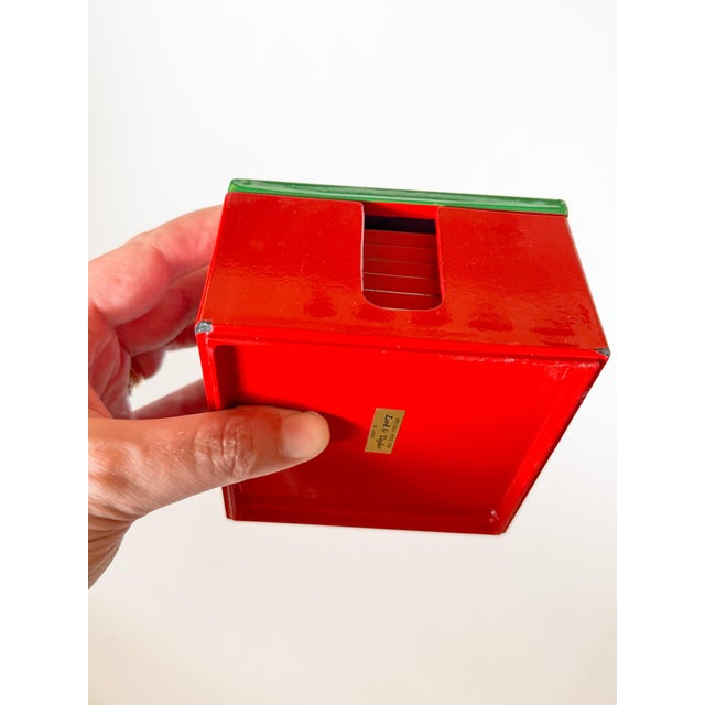 Paint Vintage Lord & Taylor Red and Green Lacquerware Coaster Set- 7 Pieces For Sale - Image 7 of 10