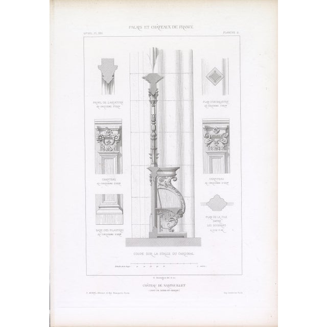 1867 Palais, Châteaux, Hôtels Et Maisons De France – Château De Nantouillet – Full Suite of 13 Original Architectural Engravings and French Text For Sale In Milwaukee - Image 6 of 16