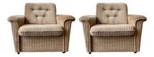 Mid-Century Brown Fabric Armchairs, Set of 2