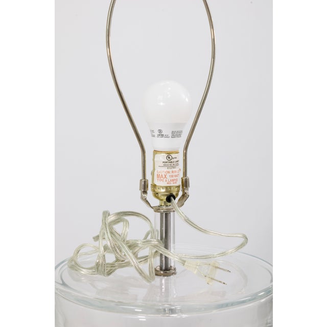 Modern Large Clear Glass Two-Piece Modern Cylinder Table Lamp For Sale - Image 3 of 5