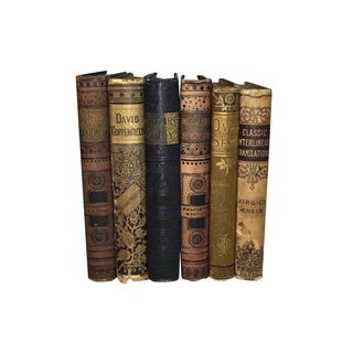 Antique Books With Victorian Bindings - Set of 6 For Sale