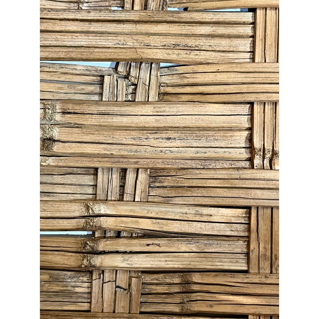 Large Vintage French Country Split Bamboo Storage Basket 32” Width For Sale - Image 17 of 18