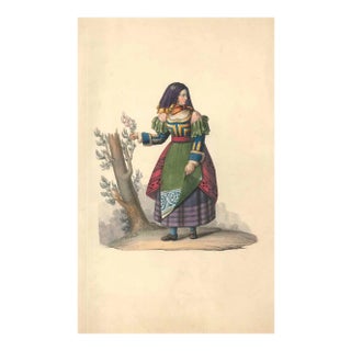 Female figure of XIX century - Watercolor by M. De Vito - 1820 ca. 1820 c.a. For Sale