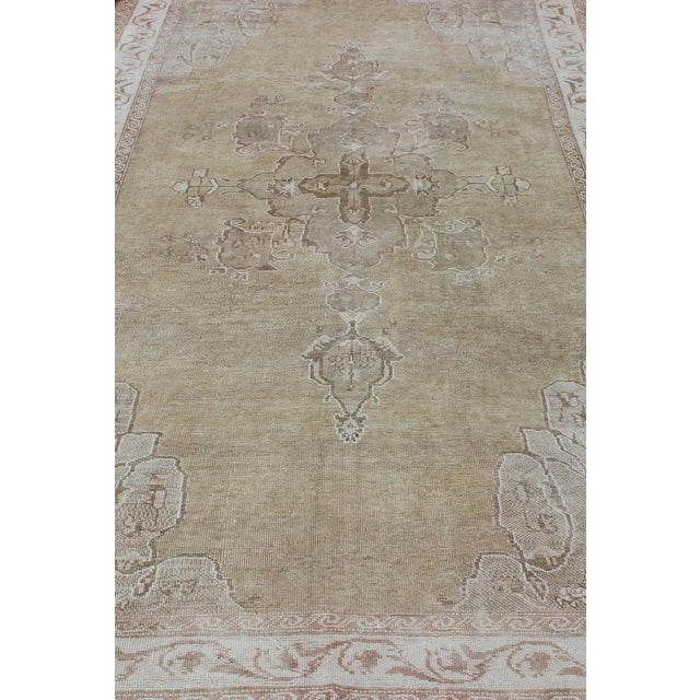Vintage Turkish Kars Rug With Light Tan Field and Soft Ivory Border 6'9 X 12'0 For Sale In Atlanta - Image 6 of 12