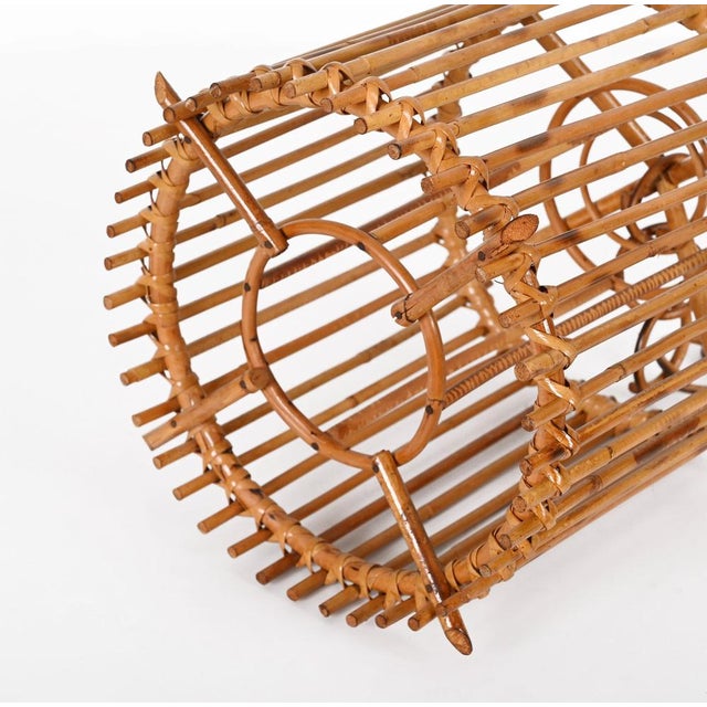French Round Ceiling Light in Bamboo and Rattan by Louis Sognot, 1960s For Sale - Image 17 of 18