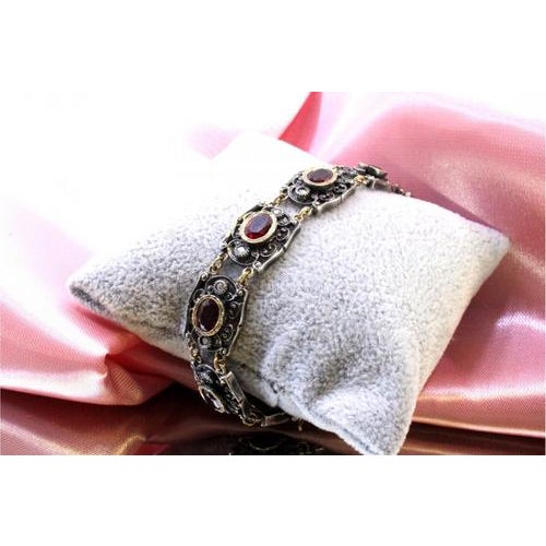 Gold and Silver Bracelet with Diamond Chips For Sale - Image 5 of 12