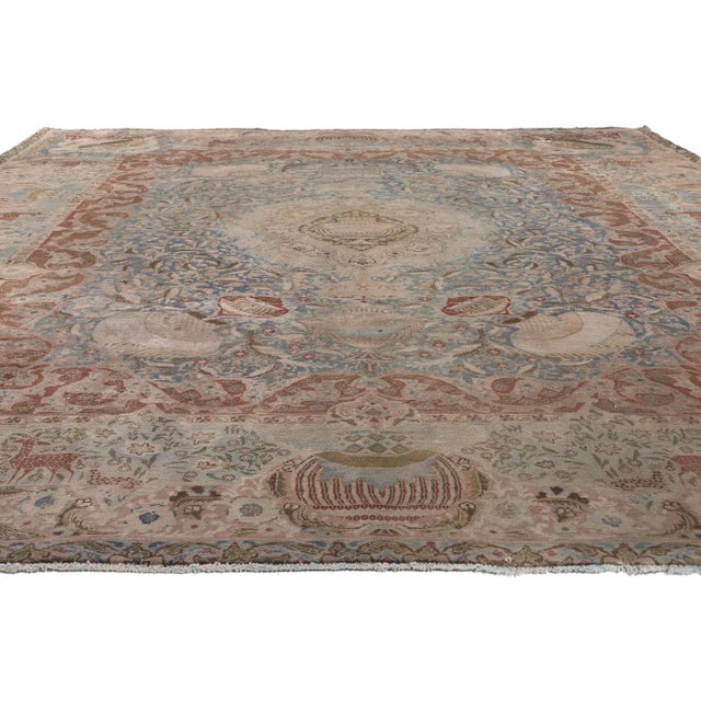Rustic Mid 20th Century Vintage Persian Kashan Kashmar Rug, 09'00 X 11'04 For Sale - Image 3 of 10