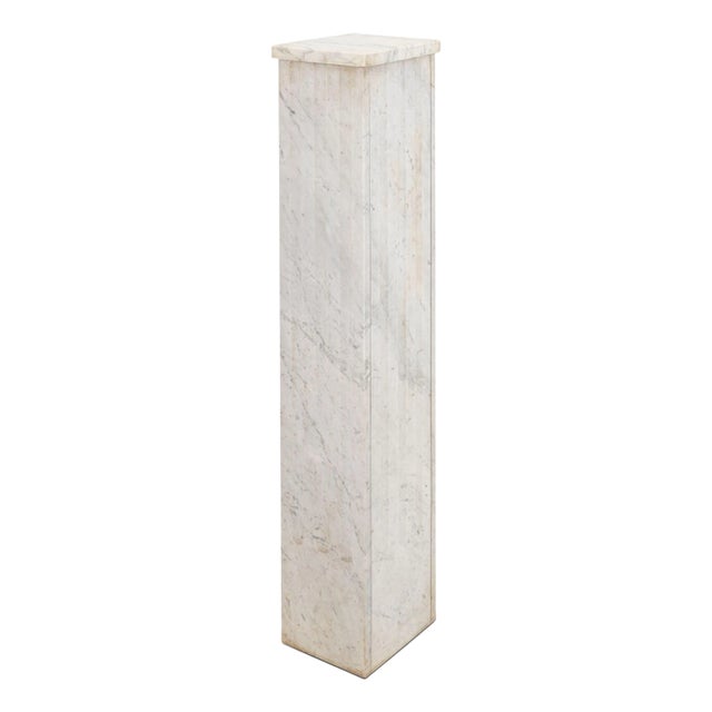 Carrara Marble Fluted Column Pedestal For Sale