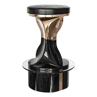 "Passione" Barstool With Bronze and Stainless Steel, Hand Crafted For Sale