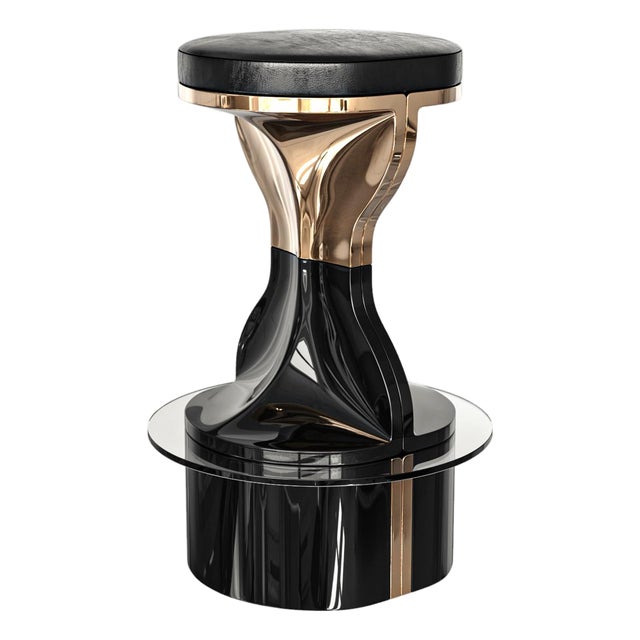 "Passione" Barstool With Bronze and Stainless Steel, Hand Crafted For Sale