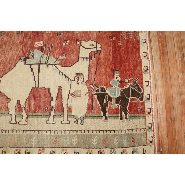 Mid 20th Century Turkish Konya Pictorial Rug no. j3600 For Sale - Image 5 of 5