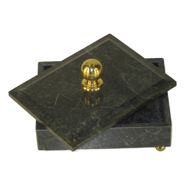 Trinket Jewelry Kye Ring Box Vintage Green Marble For Sale